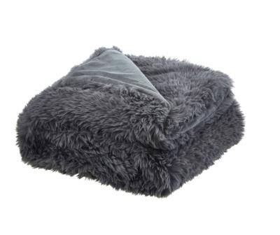 China Portable Wholesale Australian Lambskin Blanket - Lamb Fur Blanket in Dark Gray for Sofa for sale