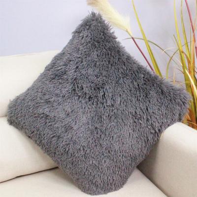 China Portable Faux Fur Plush Pillow Covers Shaggy Fluffy Decorative Throw Pillow Case Merino Style Cushion for sale