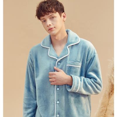 China Leisure use winter wholesale custom made pijama men's flannel pajamas comfortable sleepwear night blouse for sale