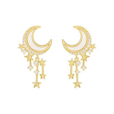 China Fashion Jewelry Luxury Hot Selling Trendy Moon and Star Drop Crystal Earrings For Women 2022 New Accessories for sale