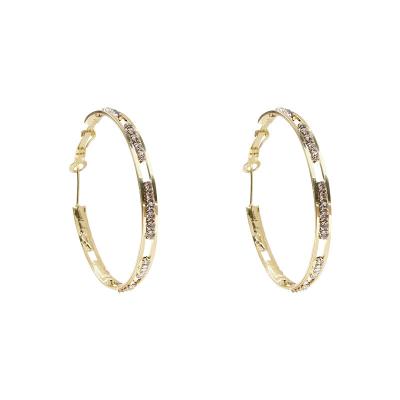 China Best Selling Trendy Big C Shape 18k Gold Plated Earrings 925 Silver Women Crystal Earrings Hoop Earrings For Needle Jewelry Fashion for sale