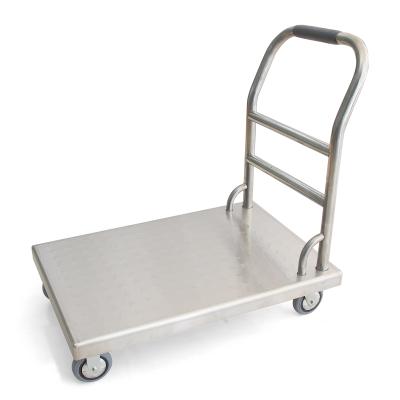 China High Quality Durable PROMETHEUS Stainless Steel Warehouse Hand Platform Heavy Duty Cargo Transport Trolley for sale