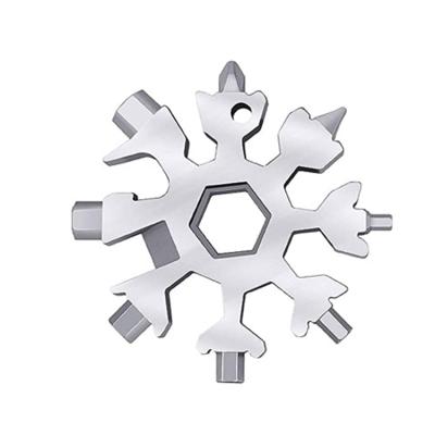 China Professional 62mm Key Chain 24 Shaped Screwdriver Tool Stainless Steel Snowflake Spanner Bits Inaccuracy Dimension Design for sale