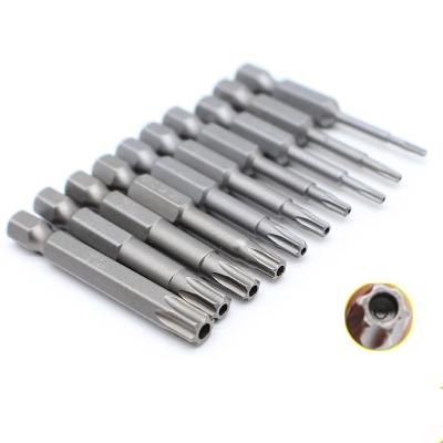 China Imprecision Dimension Hot Selling S2 Screwdriver Bit With Hole Plum Blossom With Extended Impact Magnetic Screwdriver Bit for sale