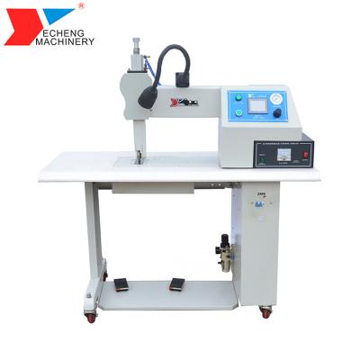 China Garment Shops Industrial Semi Automatic 35kHz Ultrasonic Welding Device For Raincoat Sealing And Cutting for sale