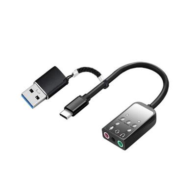 China USB Type-c To Mini Adapter External Stereo Sound Audio Black Card Adapter Hi618Db05 Usb Audio Connector for sale