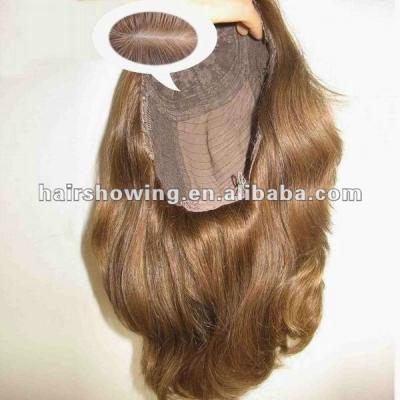 China Natural European Wave Human Hair Kosher Jewish Wig With Thin Skin Injected for sale