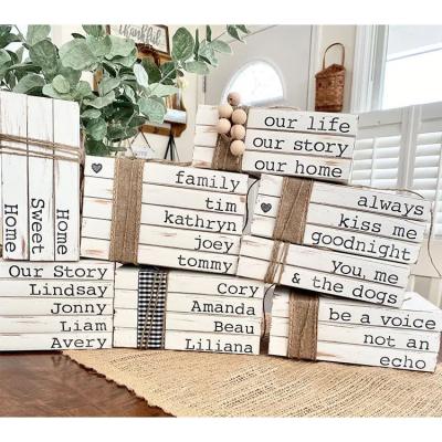 China China Mingcan Buffalo Wood Decorative Plaid Faux Mini Farmhouse Book Stack Twine Custom Books For Home Decoration for sale