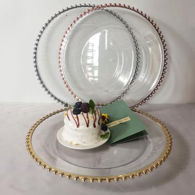 China MINGCAN Gold Stocked Luxury Transparent Hotel Dinner Beads Dishes for sale