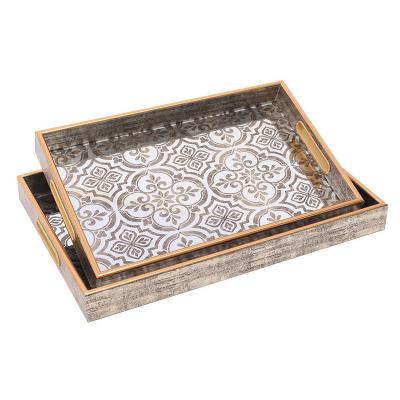 China Home.Restaurant.Bar.Hotel.Wedding. Super Markets Promotion MINGCAN Tray Set for Beautiful Coffee Table Decor Serving Tray with Metal Handles for Your Home for sale