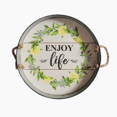 China Ahome CLASSIC Enjoy Life Home Rope Handle Aged Galvanized Metal Serving Box Tray for sale