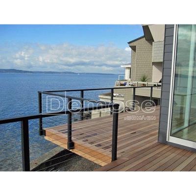 China Modern Square Wooden Pipe Stainless Steel Balcony Railing Design for sale