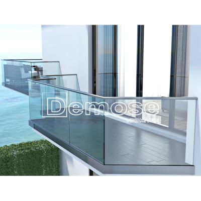 China modern glass balustrade aluminum u channel glass fencing demose glass fence for terrace for sale