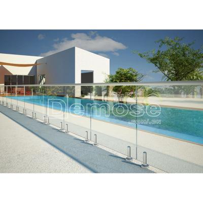 China DEMOSE Modern Railing Frameless Glass Pool Fence Outdoor Pool Fence for sale