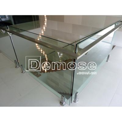 China Modern Post Stair Railing Parts Square Glass Tube Column Stainless Steel Glass Railing for sale