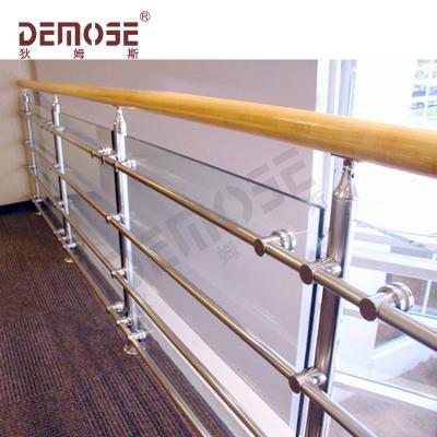 China Minimalist Demose Double Pad Stainless Steel Mixed Type Glass Railing With Wire Drawing for sale