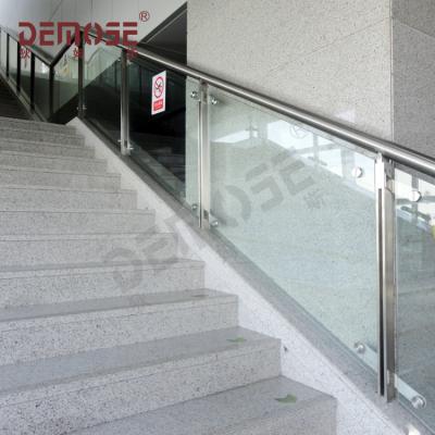 China Modern DEMOSE crystal glass stair column for glass balustrade for sale