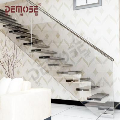 China Design and Customize Straight Floating Stairs American Style Steel-Wood Staircase for Attic for sale