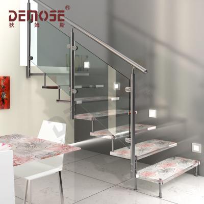 China EUROPEAN Open Staircase Small Fancy Floating Staircase Kit Metal and Glass Stairs for Sale for sale