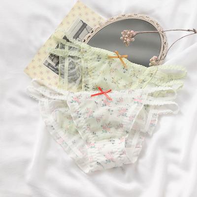 China Breathable Six Waist Briefs Rabbit Girls Women's Underwear Bottoms Lovely Flowers Soft Transparent Lace Panties for sale