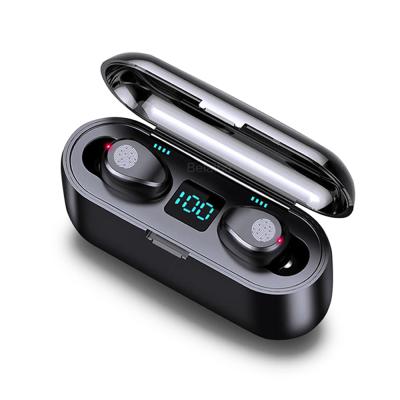 China High Fidelity In-ear Earphone 9D 2000mha Wireless Earbuds Charging Power Led Display Mini In-ear Sports Gaming Headset F9 Tws for sale