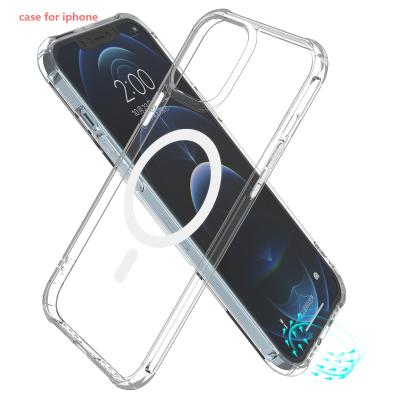 China Crystal Clear Ultra Thin Shockproof Magnet PC Phone Case Suitable For Magsafe Magnetic Cell Phone Case For iPhone 12 13 Cover Device for sale