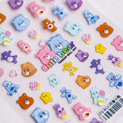 China Wholesale Nail Art Design Nail Art Painting Bear Nail Polish Decals Manicure Adhesive Stickers Cute Cartoon for sale