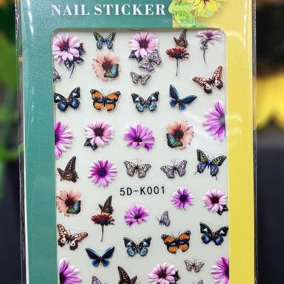 China Finger Nail Art Beauty Hot Selling Butterfly 5D Nail Art Sticker For Finger Nail Art Sticker for sale