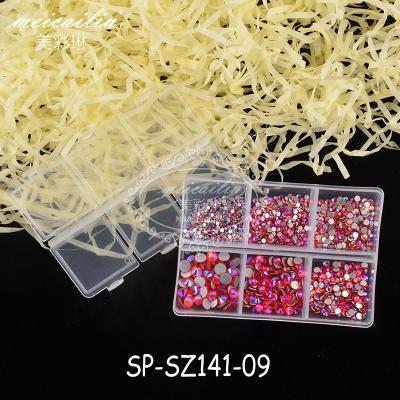 China Nail Art Beauty DIY 2022 10 Colors 6 Grid Nail Hot Selling Rhinestone Press On Nails For Nail Supplier for sale