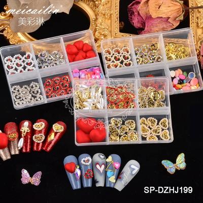 China Nail Art Decoration Nail Jewelry 9 Designs Valentine Day Love Nail Art To Charm Rhinestones For Nail Art Decoration for sale