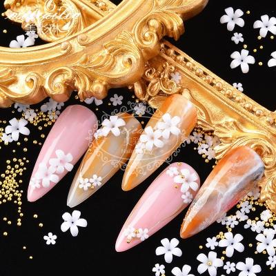 China Finger Nail Art New Arrival Kawaii Mixed Gold Bead Mini Resin 3D Steel Acrylic Flowers For Art Decoration Charm for sale