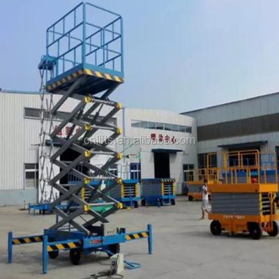 China 10m mobile electric manlift / trailer mounted scissor lift 2080*1220mm for sale