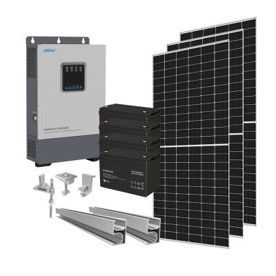 China 2KW 3KW 5KW home solar power tech support lithium battery or battery less remote control solar panel hybrid system for home system for sale