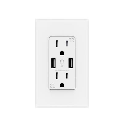 China US 15A TR Smart Current Outlet USB-A USB A USB A Wall Adapter 20w Fast Charging USB Wall Socket UL Chip Port Smart Current Outlet USB-A TR for sale