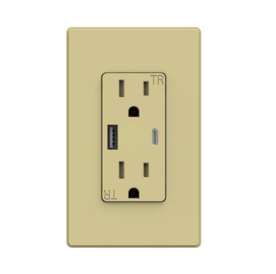 China Smart Chip Manufacturer 21W Golden Usb C Decorating Ul&ass Listed Wall Mounted Charging Stations For Phones for sale