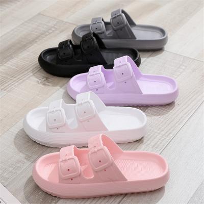 China Fashion Trend Summer Ultra Cushion Clouds Slippers Women's Slip On Comfort Slips Double Buckle EVA Flat Sandals Adjustable for sale