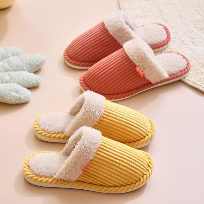 China Fashion Trend Wholesale Faux Fur Fluffy Sandals Slips Winter Warm Slippers Non Slip Lady House Home Cozy Corduroy Slippers Women for sale