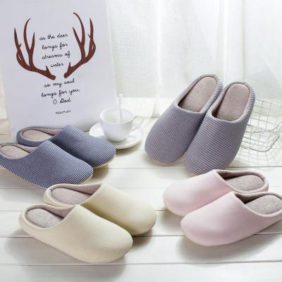 China Durable Comfortable Cotton Memory Foam Bedroom Shoes Flat Closed Toe Ultra Lightweight Japanese Indoor Warm Slippers For Women Men for sale