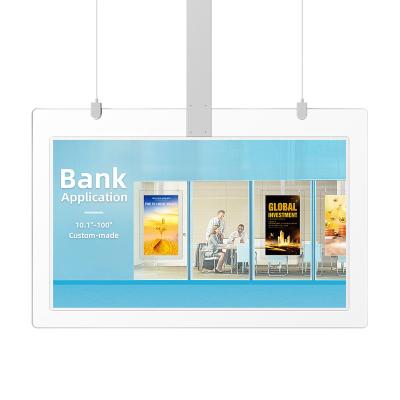 China QLED Indoor Ceiling Hanging Double Side Signage Totem Display With Software for sale