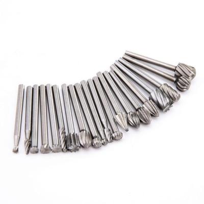 China 20pcs/Set 3mm HSS Dremel Leg Trimming Driving Rotary Milling Cutter For Woodworking Woodworking Carving Tool Kit Knife Cutout Cutter for sale