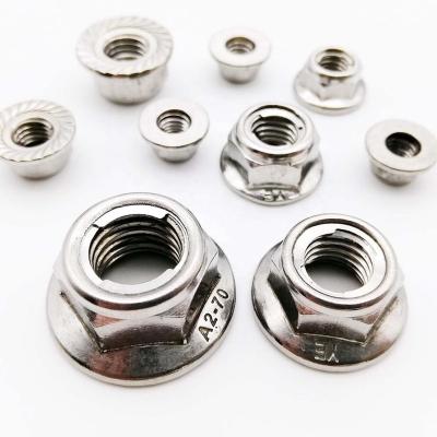 China 2pcs M4-M12 304 Stainless Steel A2 Current Torque Type All Metal Insert Hex Hex Self Lock Nut With Flange Lock Nut GB6187 for sale