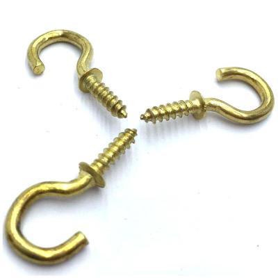 China 20pcs Resin Cup Hooks Brass Plated Question Mark Threaded Eyes Screw Ceiling Hooks Hanger For Picture Frame Factory Light Cabinet RV Tool for sale