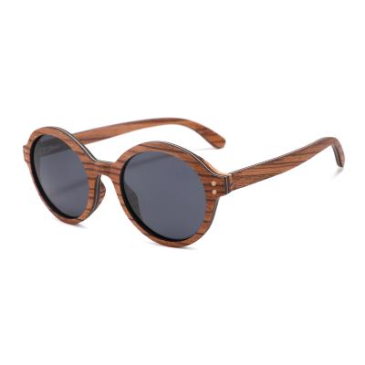 China Retro Vintage Round Shape Fashion Sunglasses Men Designer Wooden Polarized Sun Glasses Famous Brands Sun Glasses for sale