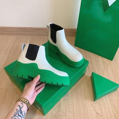 China Other Latest Chelsea Boots Designer Women New All-match Smoke Short Thick-soled Boots Mid-square Heel Tube for sale