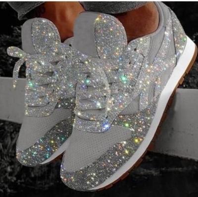 China Fashion Trend 2022 Summer Women Shiny New Vulcanized Sneakers Casual Flat Ladies Shoes Breathable Lace Up Sneakers Outdoor Sports Shoes for sale