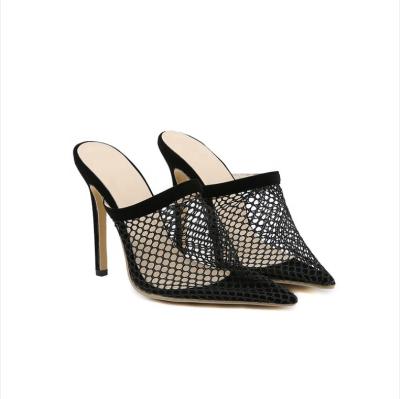 China High Quality Designer Anti-slippery Mesh Panel Pumps Net Pointed Toe Luxury Heels Sandals Women's Sandals for sale