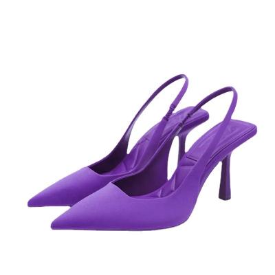 China Elegant Women's Anti-slippery High Heel Pump Toe Stiletto Heeled Slingback Pumps Headed Minimalist for sale