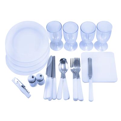 China Sustainable BACL LFGB Certification Cutlery Set Camping Picnic Utensils Round Dish Flatware for sale