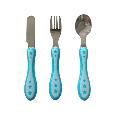 China Wholesale Stainless Steel Viable High Quality Kids Cutlery Set Flat Fork And Spoon Dinnerware for sale