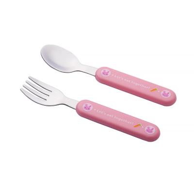 China Lovely Sustainable Mini Spoon and Forking Custom Logo Kids Cutlery Set for sale